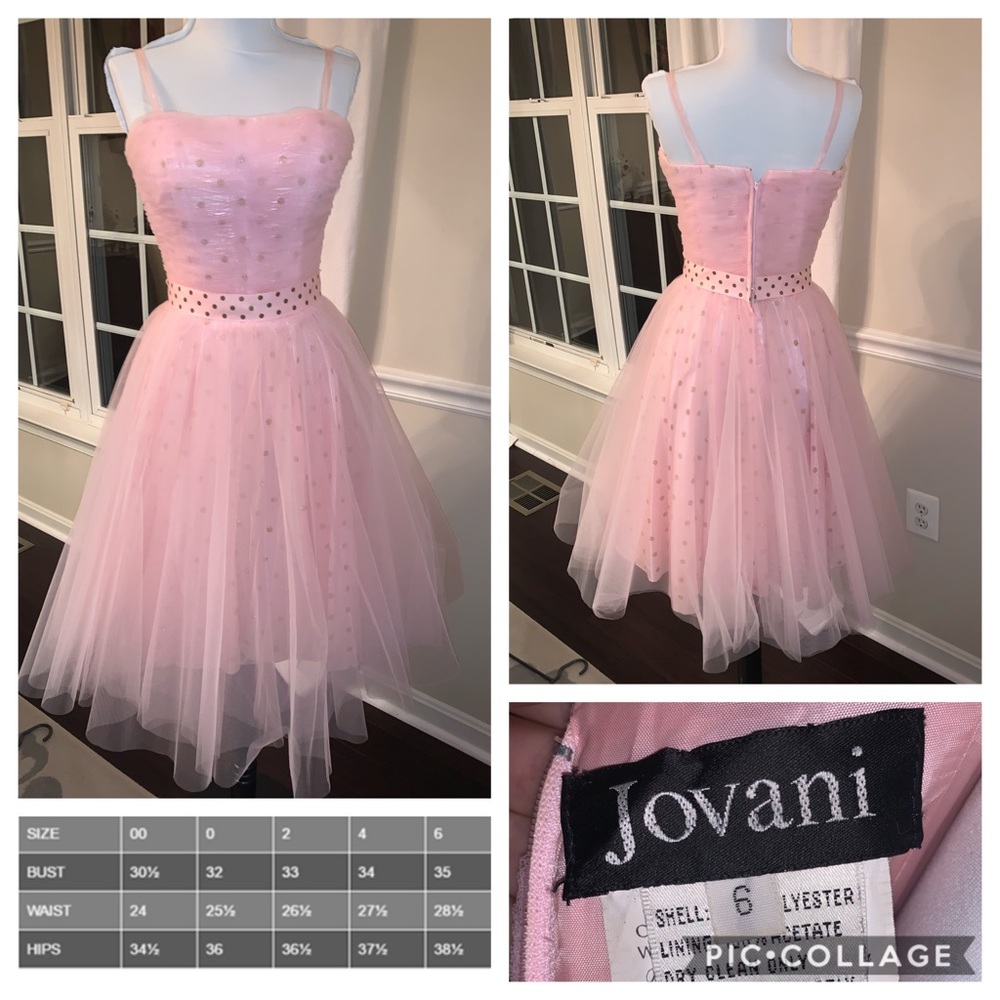 JOVANI PINK POLKA DOT COCKTAIL DRESS.